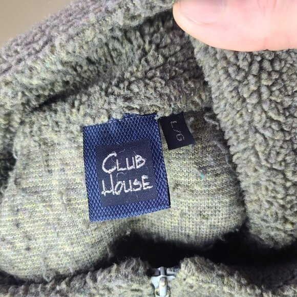 Vintage 'Clubhouse' greyish brown zip-up fleece sweater men's L - Picture 3 of 3